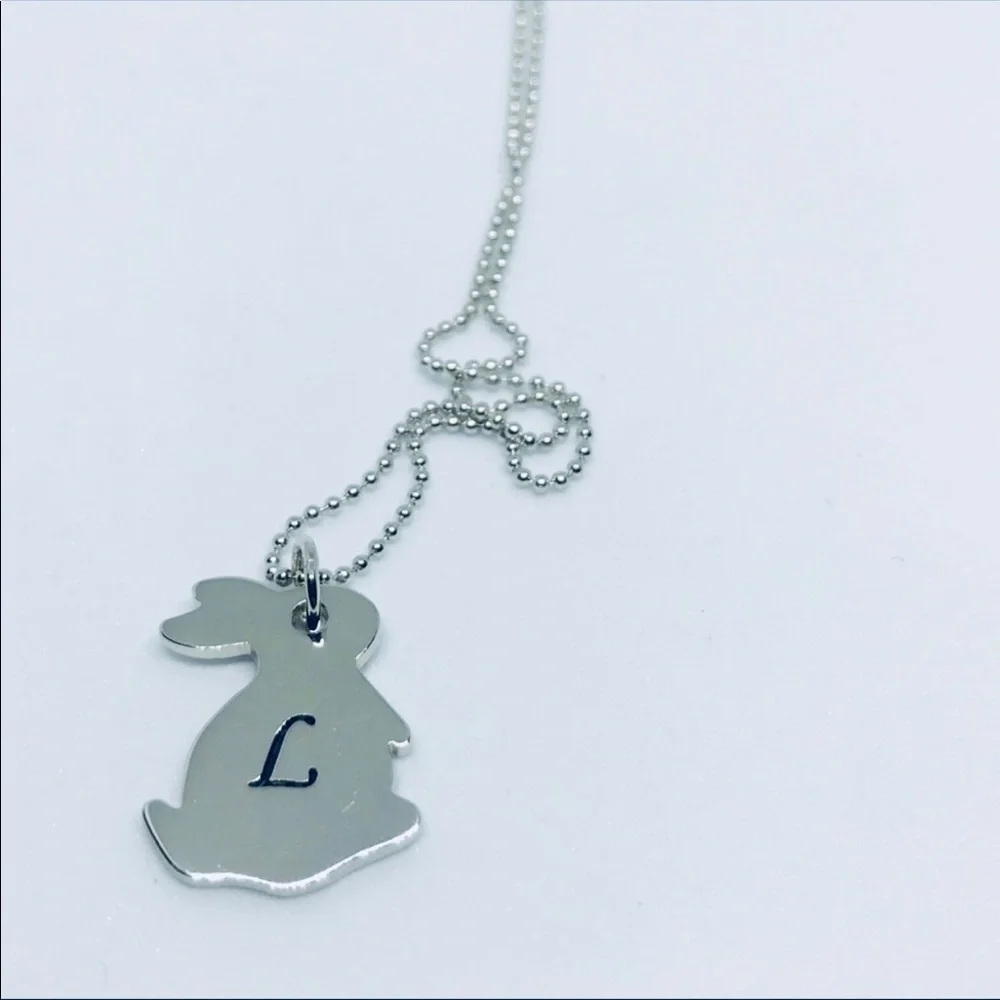 Sterling Silver Personalized Initial Rabbit Necklace